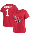 t@ieBNX fB[X TVc gbvX Women's Plus Size Kyler Murray Cardinal Arizona Cardinals Name Number V-Neck T-shirt Burgundy