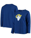 t@ieBNX fB[X TVc gbvX Women's Plus Size Royal Los Angeles Rams Primary Logo Long Sleeve T-shirt Royal Blue