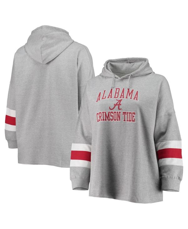 楽天ReVida 楽天市場店プロファイル レディース パーカー・スウェット アウター Women's Heathered Gray Alabama Crimson Tide Plus Size Sleeve Stripe Pullover Hoodie Heathered Gray