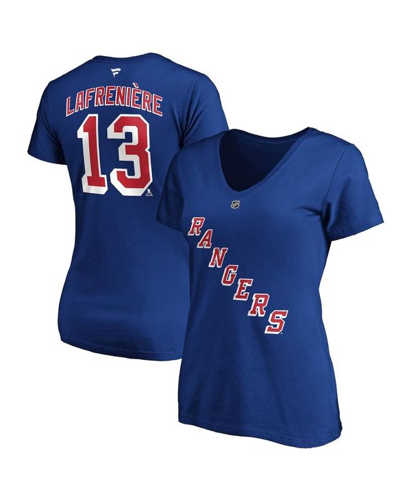 t@ieBNX fB[X TVc gbvX Women's Branded Alexis Lafreniere Blue New York Rangers Plus Size Name Number V-Neck T-shirt Blue