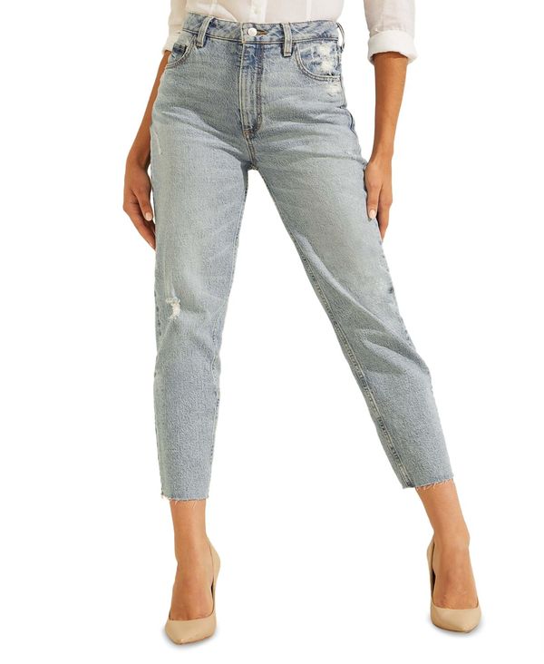 ゲス レディース デニムパンツ ボトムス Frayed Mom Jeans Moonstone Blue (Mobu)