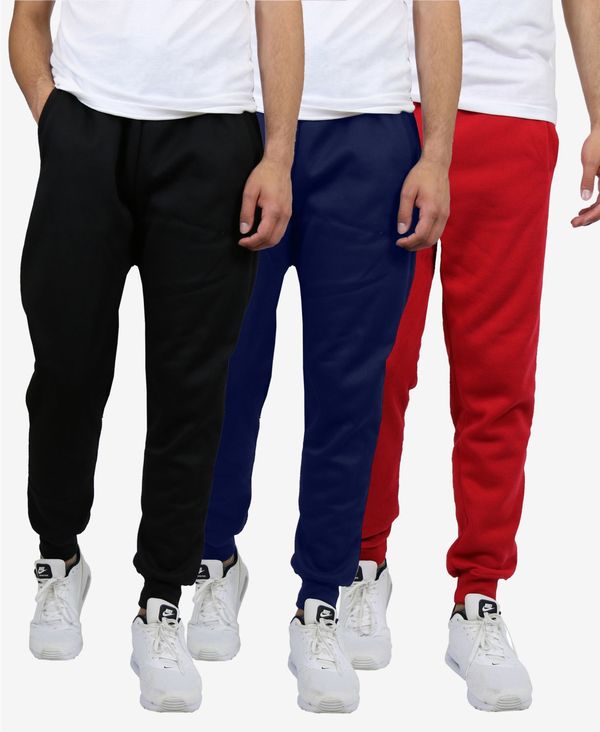 ギャラクシーバイハルビック メンズ カジュアルパンツ ボトムス Men's Slim Fit Heavyweight Classic Fleece Jogger Sweatpants, Pack of 3 Black, Navy, Red