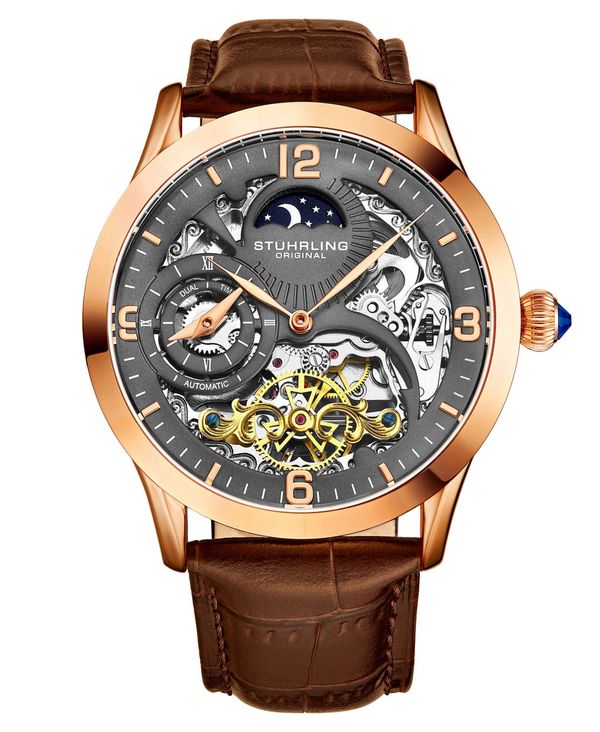 ストゥーリング メンズ 腕時計 アクセサリー Men's Brown Leather Strap Watch 45mm Brown