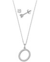 W[j xj[j fB[X lbNXE`[J[Ey_ggbv ANZT[ 2-Pc. Set Cubic Zirconia Initial Pendant Necklace & Solitaire Stud Earrings in Sterling Silver, Created for Macy's O