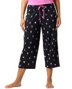 ヒュー レディース ナイトウェア アンダーウェア Printed Knit Capri Pajama Pants Black