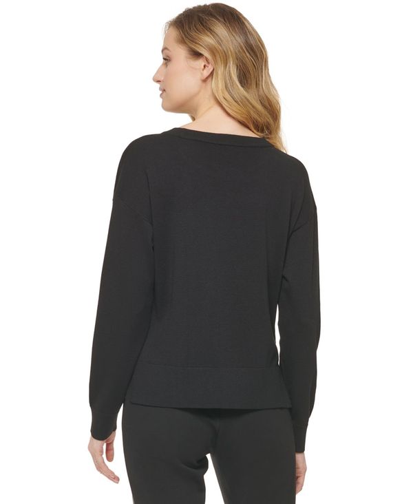【によって】 ダナ キャラン ニューヨーク レディース ニット・セーター アウター Women's Crew-Neck Sequin-Embellished Zigzag Sweater Black/black：ReVida 店 がある