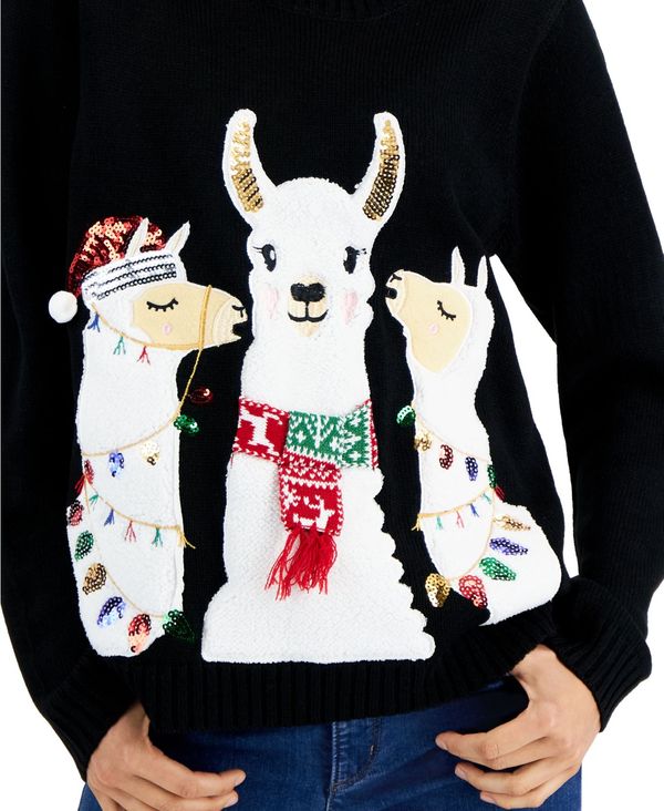 ブランド ケレンスコット レディース ニット・セーター アウター Women's Singing Llamas Graphic Sweater, Created for Macy's Deep Black：ReVida 店 サイズ