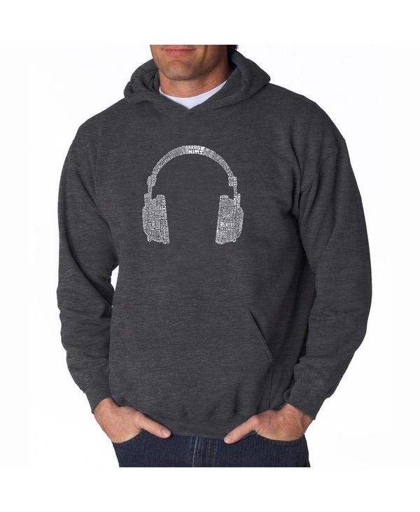 楽天ReVida 楽天市場店エルエーポップアート メンズ パーカー・スウェット アウター Men's Word Art Hoodie - Headphones - 63 Genres of Music Dark Gray