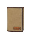 yz bL[uh Y z ANZT[ Men's Canvas with Leather Trim Trifold Wallet Khaki