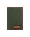 yz bL[uh Y z ANZT[ Men's Canvas with Leather Trim Trifold Wallet Olive