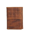 yz bL[uh Y z ANZT[ Men's Plaid Embossed Leather Trifold Wallet Brown