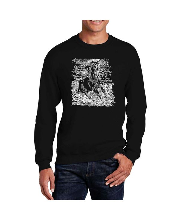 【送料無料】 エルエーポップアート メンズ パーカー・スウェット アウター Men's Word Art Popular Horse Breeds Crewneck Sweatshirt Black