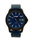 yz O[ Y rv ANZT[ Men's, 48MM IP Black Case, Blue Dial, White Index Markers, Sand Satin Dial, Analog, Date Function, Yellow Second Hand, Blue Strap with Yellow Accent Stitch Blue