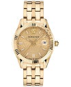 yz FT[` Y rv ANZT[ Men's Swiss Greca Time Gold Ion Plated Stainless Steel Bracelet Watch 41mm Ip Yellow Gold