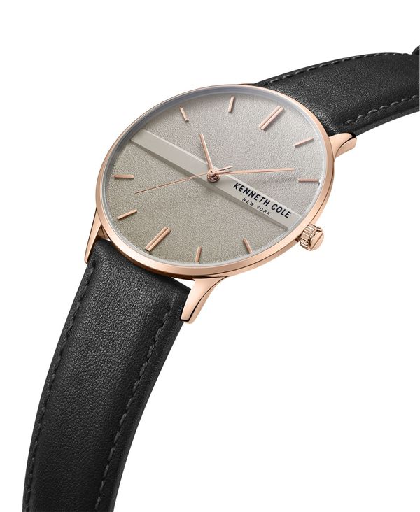 【送料無料】 ケネスコール メンズ 腕時計 アクセサリー Men's Modern Classic Black Genuine Leather Strap Watch 42mm Black