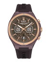 yz PlXR[ Y rv ANZT[ Men's Multi-Function Brown Dark Silicone Strap Watch 43.5mm Brown Dark