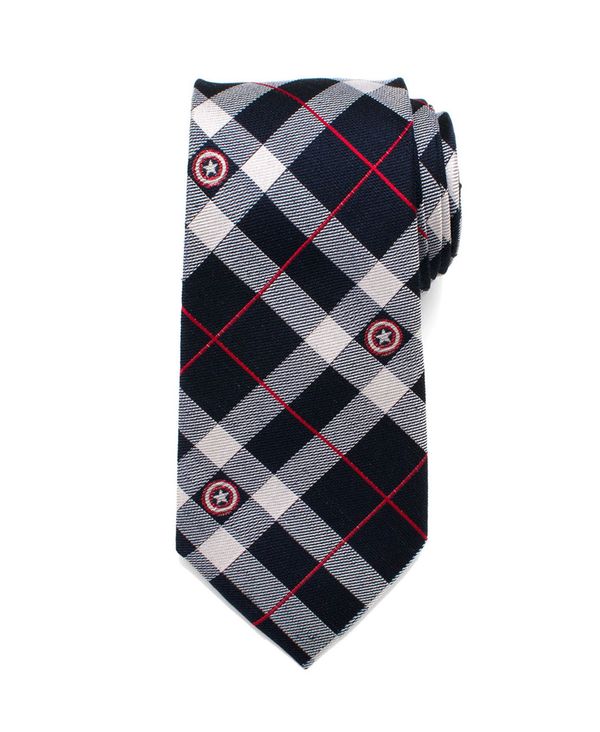 }[x Y lN^C ANZT[ Captain America Plaid Men's Tie Blue