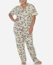 【送料無料】 ホワイトマーク レディース ナイトウェア アンダーウェア Plus Size 2 Piece Tropical Print Pajama Set ...