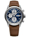 yz Ch EB Y rv ANZT[ Men's Swiss Automatic Chronograph Freelancer Brown Calf Leather Strap Watch 42mm Blue