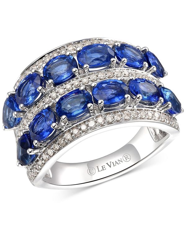 【送料無料】 ル ヴァン レディース リング アクセサリー Creme Brulee&reg; Blueberry Sapphire (4-3/4 ct. t.w.) & Nude Diamond (1/2 ct. t.w.) Double Row Ring in 14k White Gold Sapphire