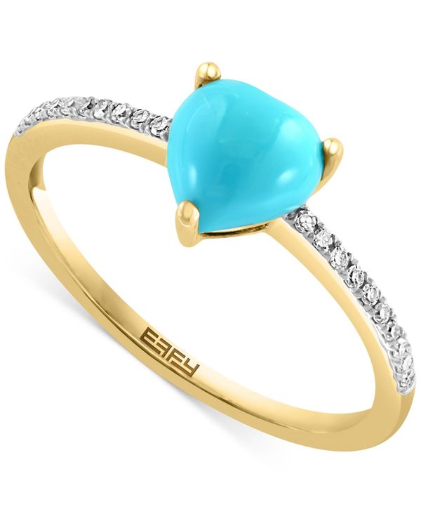 ターコイズ 【送料無料】 エフィー レディース リング アクセサリー EFFY&reg; Turquoise & Diamond (1/10 ct. t.w.) Heart Ring in 14k Gold 14K Gold