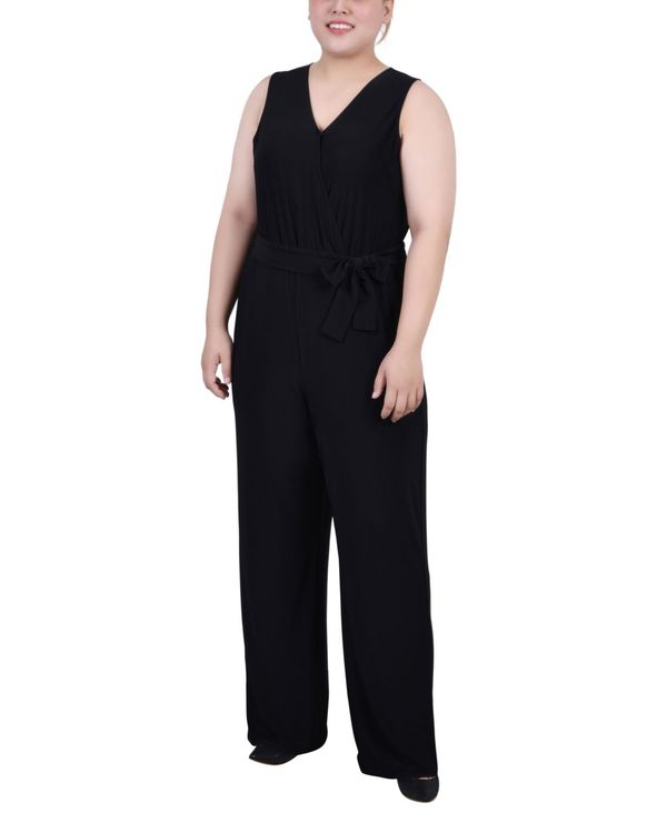 【送料無料】 ニューヨークコレクション レディース ジャンプスーツ トップス Plus Size Sleeveless Belted Jumpsuit Black