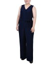 【送料無料】 ニューヨークコレクション レディース ジャンプスーツ トップス Plus Size Sleeveless Belted Jumpsuit Navy