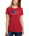 【送料無料】 エルエーポップアート レディース シャツ トップス Women 039 s Premium Blend Land of the Free American Flag Word Art T-shirt Red