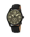 yz XgD[O Y rv ANZT[ Men's Black Leather Strap Watch 42mm Black