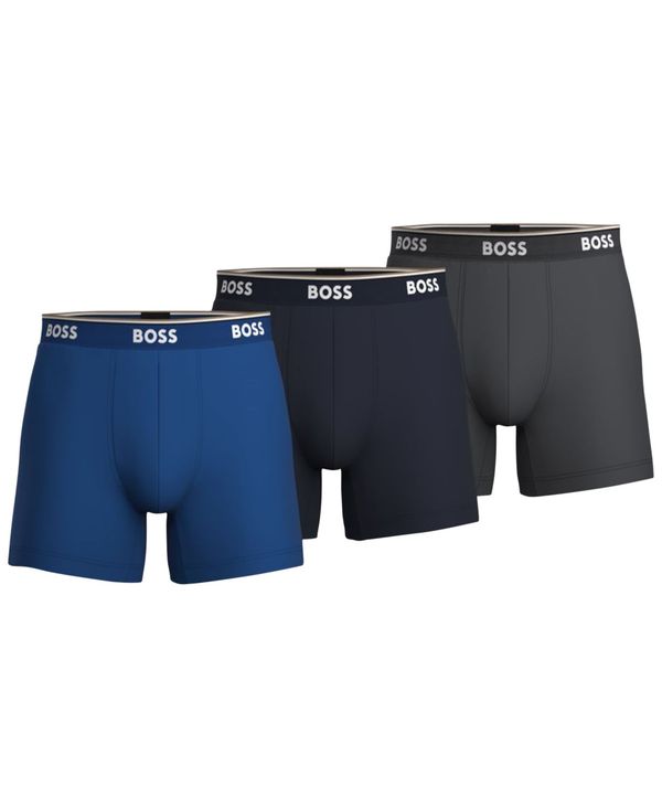 HUGO BOSS 【送料無料】 ボス メンズ ボクサーパンツ アンダーウェア Hugo Boss Men's 3-Pk. Solid Boxer Briefs Blue