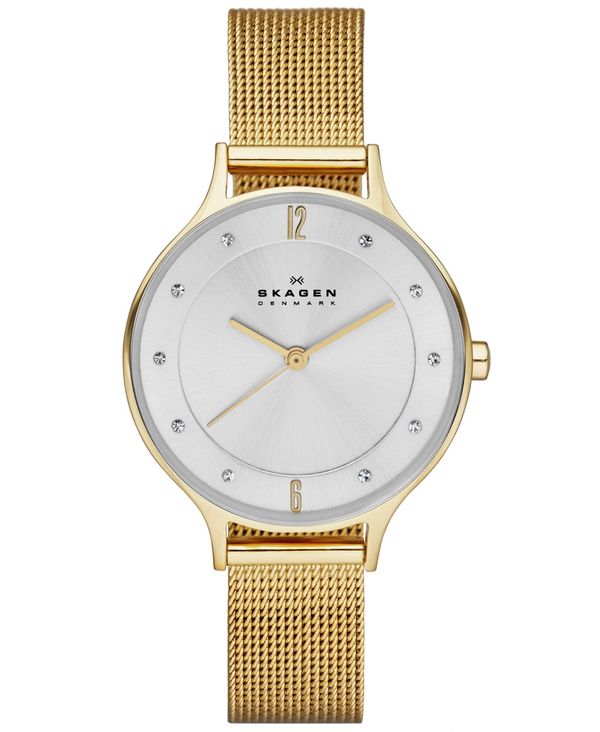 ̵  ǥ ӻ ꡼ Women's Anita Gold-Tone Stainless Steel Mesh Bracelet Watch 30mm SKW2150 No Color