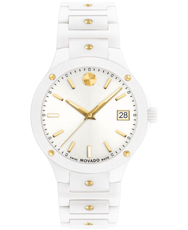 モバド 【送料無料】 モバド レディース 腕時計 アクセサリー Women's Se Swiss Quartz White Ceramic Yellow Physical Vapor Deposition Bracelet Watch 33mm Two Tone