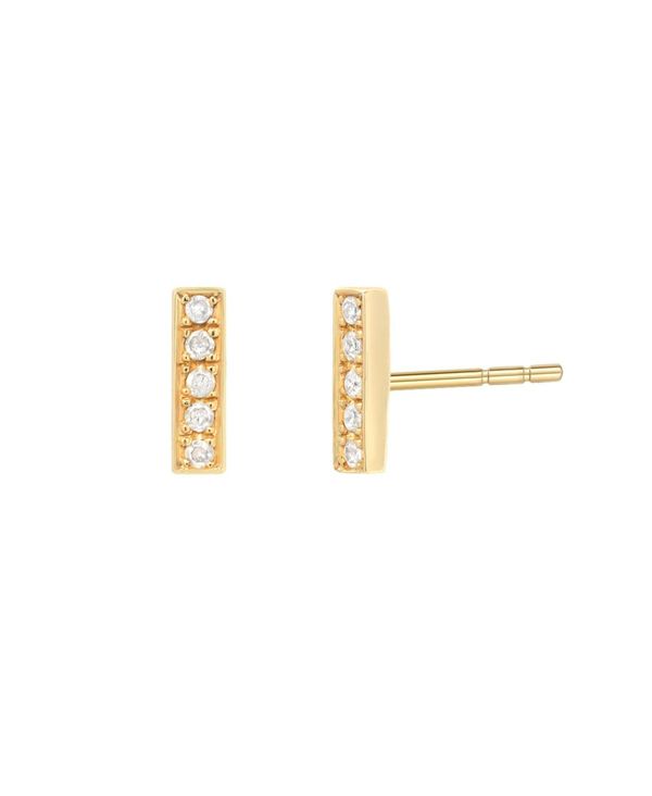 ̵  ǥ ԥ ꡼ 14K Gold Diamond Bar Stud Earrings Gold