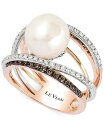 【送料無料】 ル ヴァン レディース リング アクセサリー Fresh Water Pearl (10mm) and Diamond (3/4 ct.t.w.) Ring in 14k White, Yellow and Rose Gold Tri-Tone