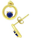 yz W[j xj[j fB[X sAXECO ANZT[ Cubic Zirconia Circle Stud Earrings, Created for Macy's Blue/ Gold Over Silver