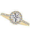 【送料無料】 フォーエバーマーク レディース リング アクセサリー Diamond Halo Pav&eacute; Band Engagement Ring (1/2 ct. t.w.) in 14k Gold Yellow Gold