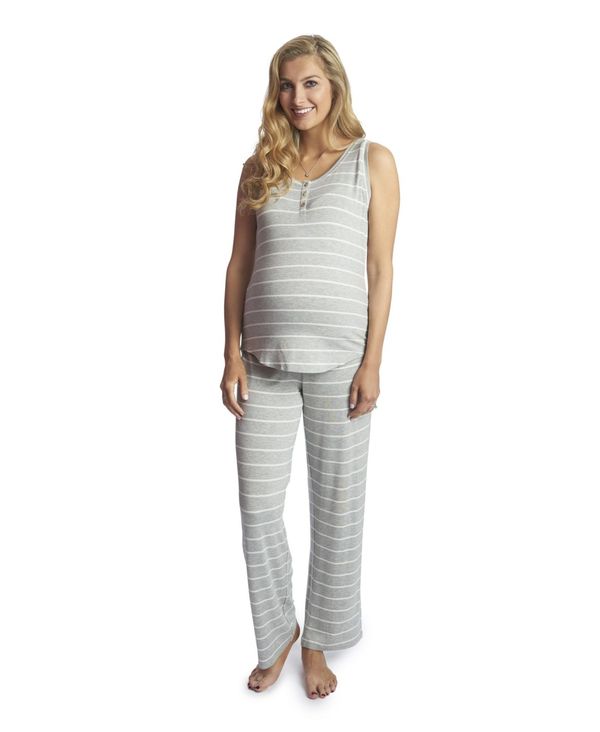 楽天ReVida 楽天市場店【送料無料】 エヴァリーグレー レディース ナイトウェア アンダーウェア Women's Joy Tank & Pants Maternity/Nursing Pajama Set Heather Grey