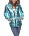 yz zCg}[N fB[X WPbgEu] AE^[ Women's Metallic Puffer Coat With Hoodie Green