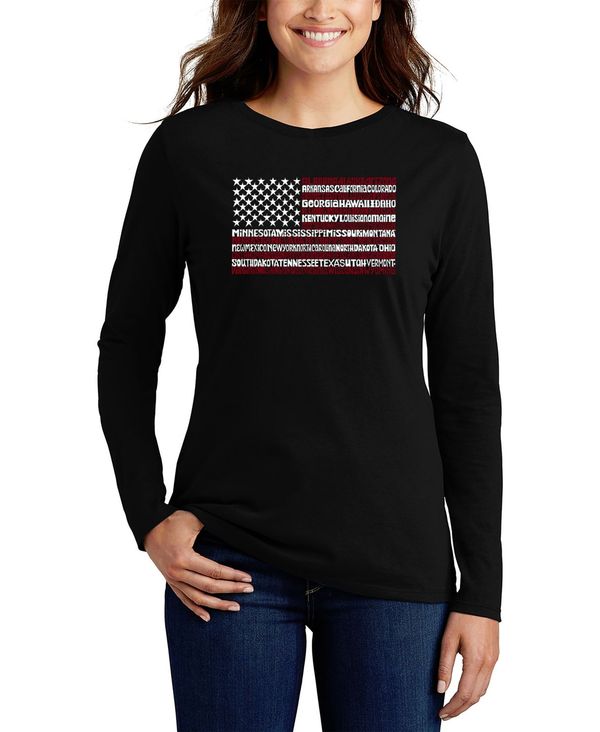 エルエーポップアート レディース トップス シャツ Tシャツ LA Pop Art Women's 50 States USA Flag Wo..