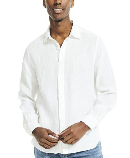 【送料無料】 ナウティカ メンズ シャツ トップス Men's Classic-Fit Long-Sleeve Button-Up Solid Linen Shirt Bright White 【送料無料】 ナウティカ メンズ シャツ トップス Men's Classic-Fit Long-Sleeve Button-Up Solid Linen Shirt Bright White