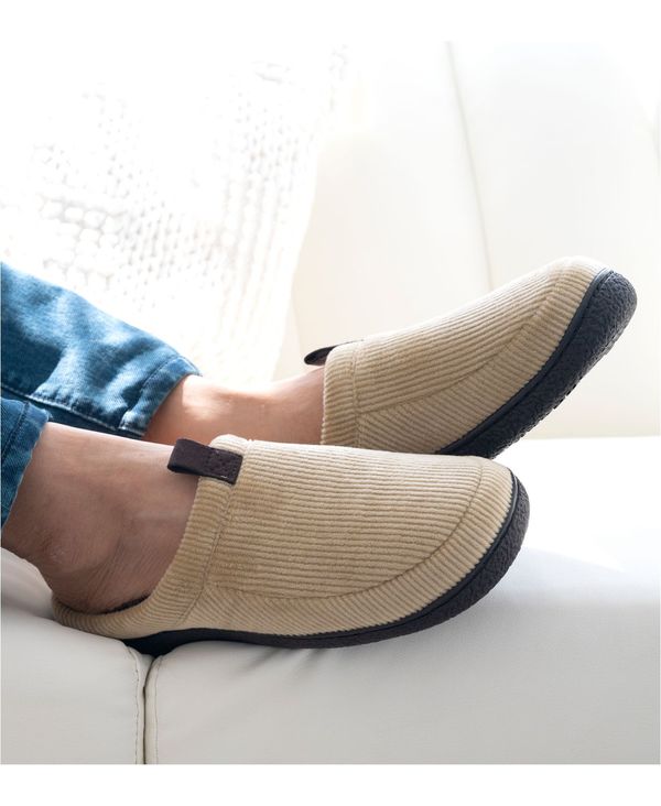 yz AC\gi[ Y T_ V[Y Men's Corduroy Hoodback Slipper Pebble