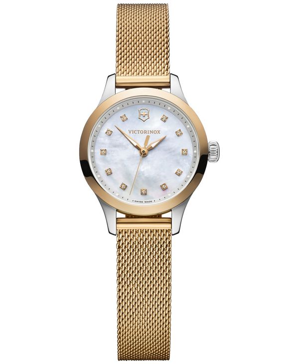 ビクトリノックス 【送料無料】 ビクトリノックス レディース 腕時計 アクセサリー Women's Alliance Gold PVD Stainless Steel Mesh Bracelet Watch 28mm Mother-of-pearl