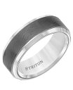 yz gg Y O ANZT[ Men's Crystalline Finish Tungsten Comfort Fit Wedding Band in White & Gray Tungsten Carbide Dark Gray