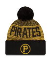 楽天ReVida 楽天市場店【送料無料】 ニューエラ メンズ 帽子 アクセサリー Men's Black Pittsburgh Pirates Authentic Collection Sport Cuffed Knit Hat with Pom Black