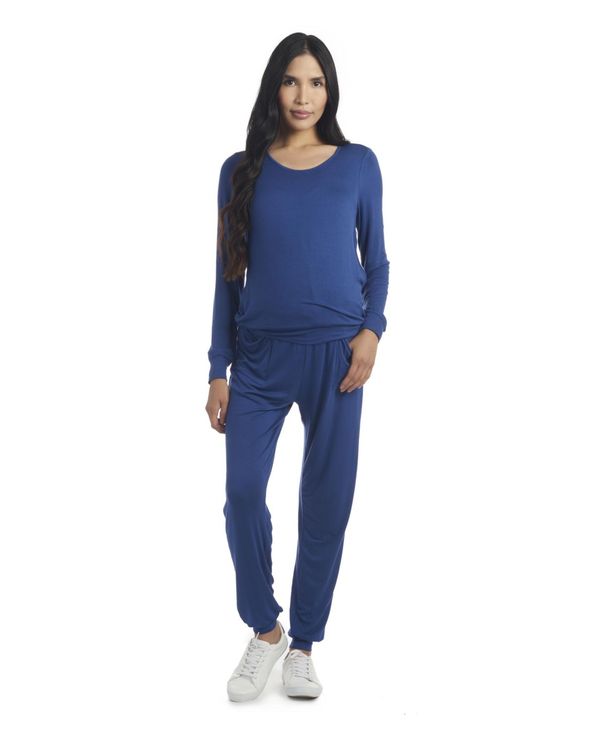 【送料無料】 エヴァリーグレー レディース カジュアルパンツ ボトムス Women's Whitney 2-Piece Maternity/Nursing Top & Pant Set Denim Blue