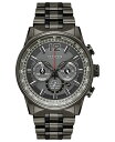 V`Y Y rv ANZT[ Eco-Drive Men's Chronograph Nighthawk Gray Stainless Steel Bracelet Watch 43mm Grey