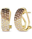 【送料無料】 ル ヴァン レディース ピアス・イヤリング アクセサリー Ombr&eacute; Chocolate Diamond (3/4 ct. t.w.) & Nude Diamond (1/2 ct. t.w.) Omega Hoop Earrings in 14k Rose Gold, White Gold or Yellow Gold Yellow Gold