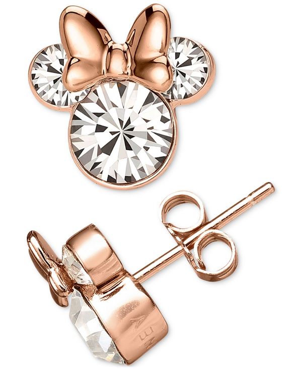  ディズニー レディース ピアス・イヤリング アクセサリー Cubic Zirconia Minnie Mouse Stud Earrings in 18k Rose Gold-Plated Sterling Silver Rose Gold Over Silver