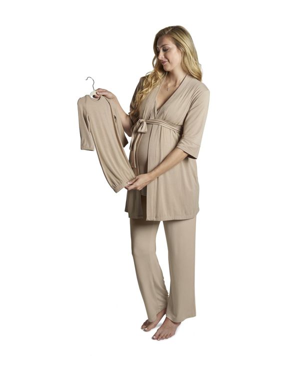 【送料無料】 エヴァリーグレー レディース ナイトウェア アンダーウェア Women's Analise During & After 5-Piece Maternity/Nursing Sleep Set Latte