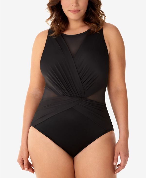  ミラクルスーツ レディース 上下セット 水着 Plus Size Palma Allover Slimming One-Piece Swimsuit Black